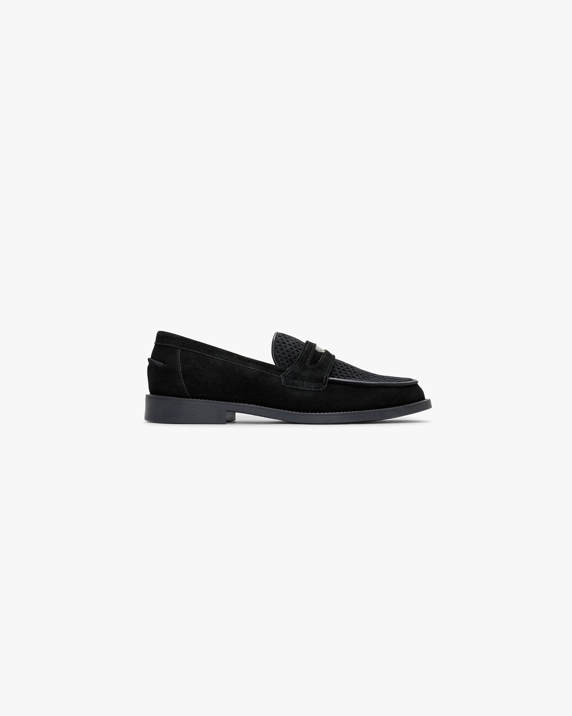 Hot Sale Womens Represent X Duke + Dexter Suede Rattan Penny Loafer – Black